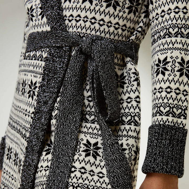 Festive Tie-Waist Wool Cardigan