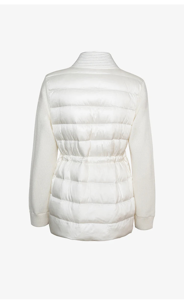 V-Neck White Duck Down Puffer Jacket