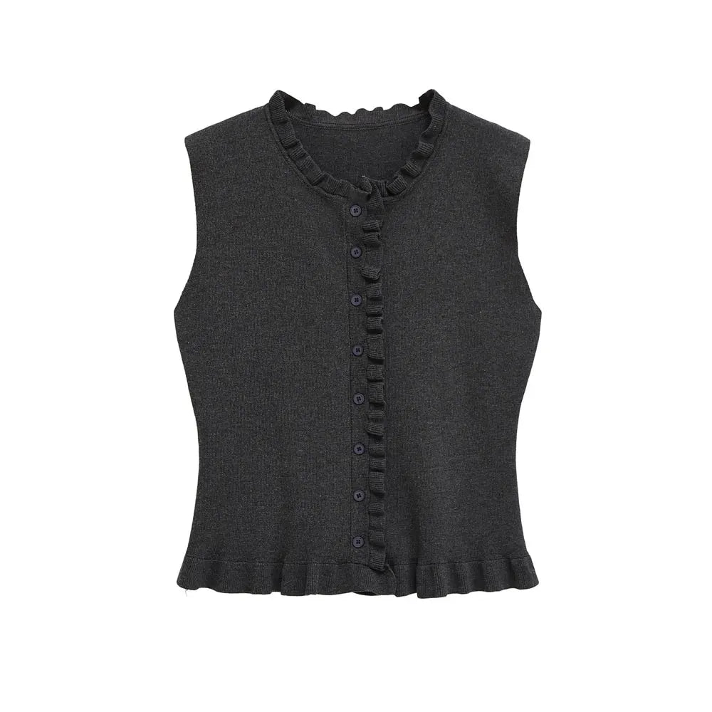 Stylish Soft Ruffled Knitted Vest