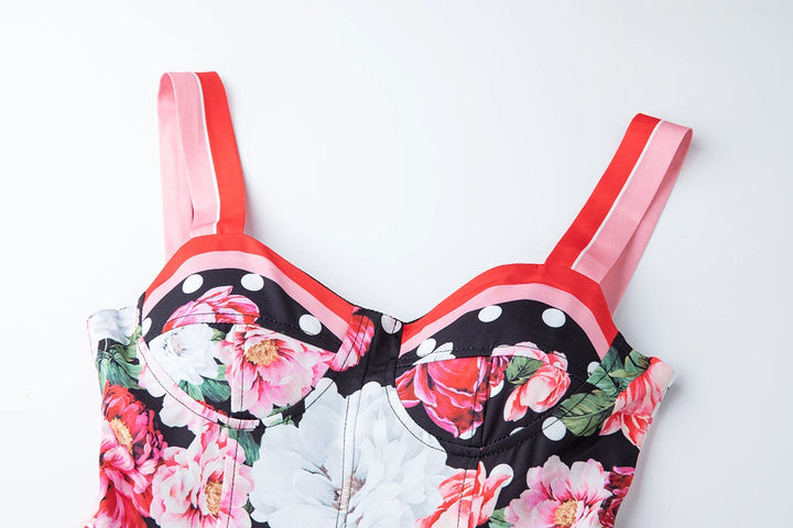 Vintage Spaghetti Straps Midi Dress