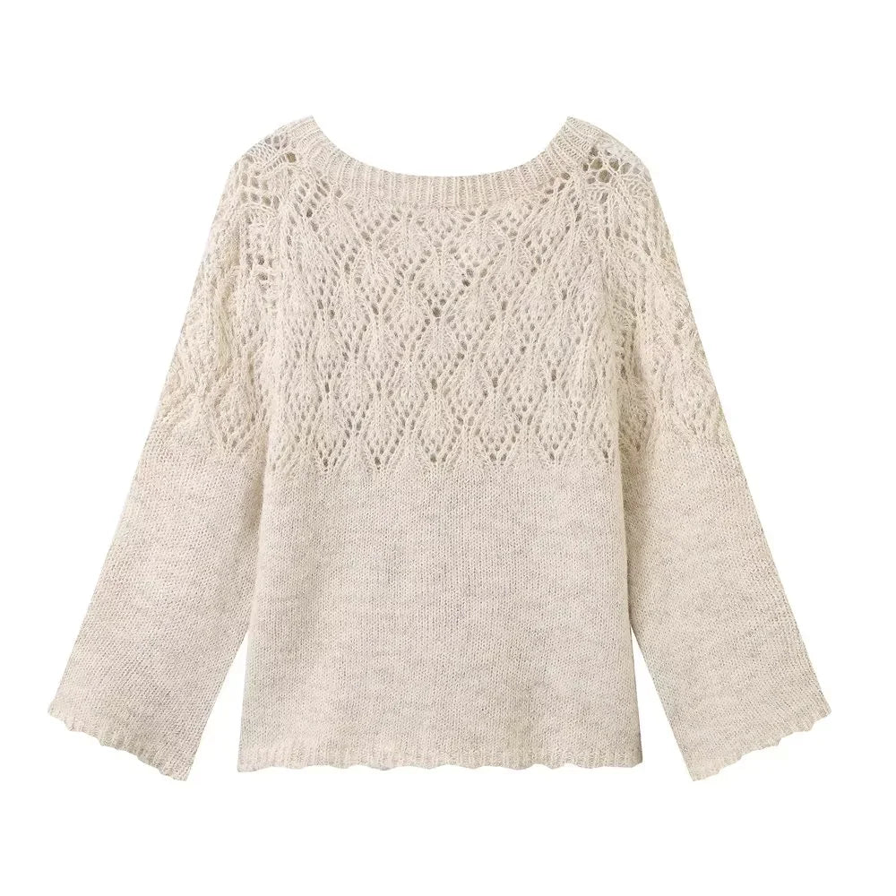 Trendy Silk Scarf Loose-Fit Sweater