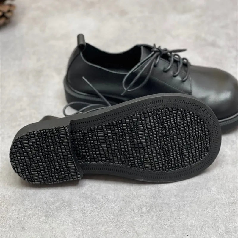 Smart Retro Leather Lace-Up Casual Pumps
