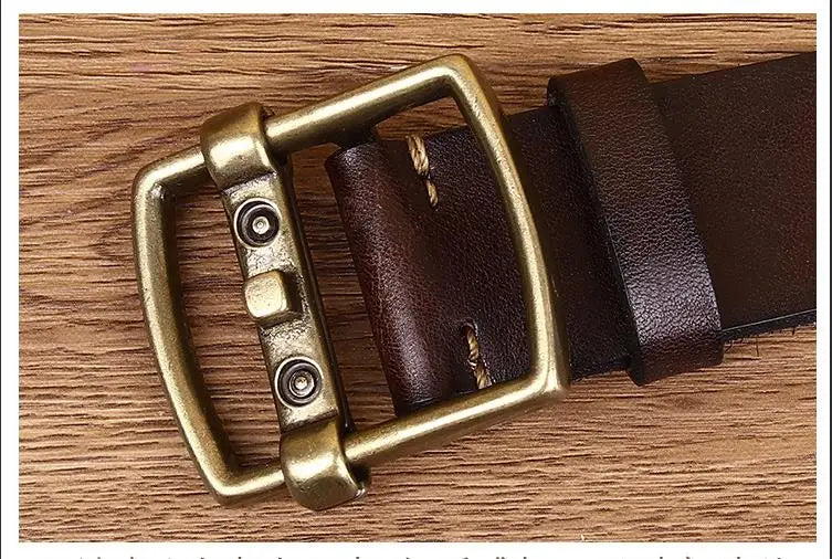 Vintage Brass Buckle Leather Belt