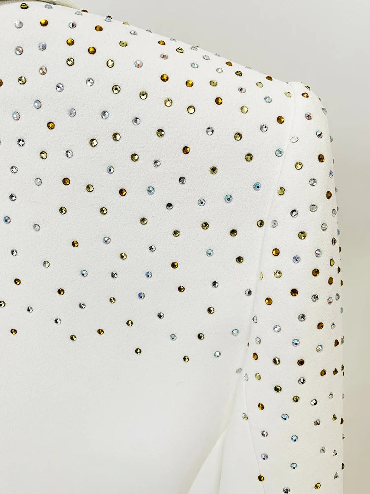 Lovely Single Button Diamonds Beaded Blazer