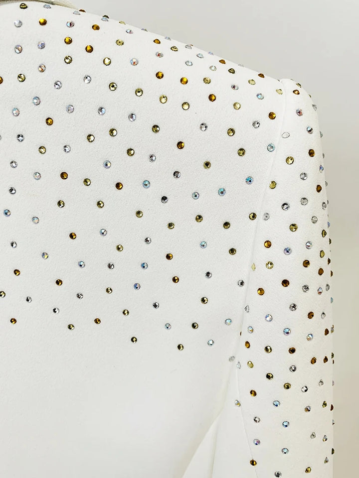 Lovely Single Button Diamonds Beaded Blazer