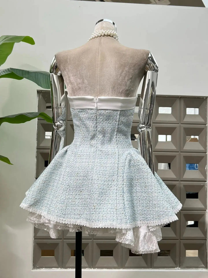 Charming Bow Tie Trim Lace Party Dress