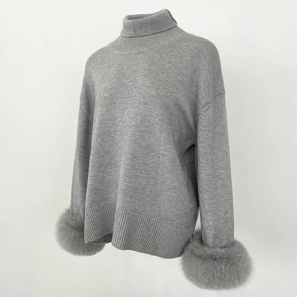 Stylish Standup Collar Loose Knitted Jumper
