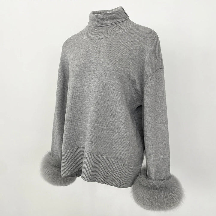 Stylish Standup Collar Loose Knitted Jumper