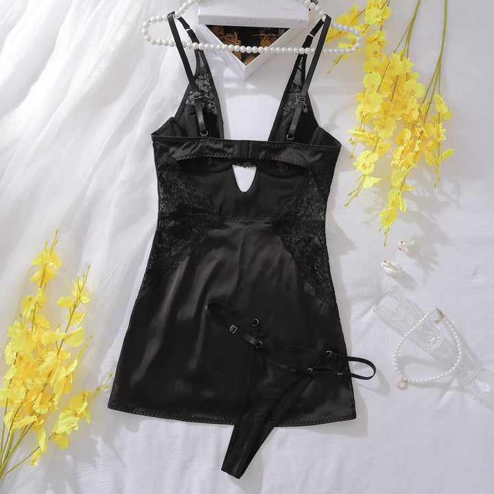 Refined Silk Deep-V Neck Nightwear