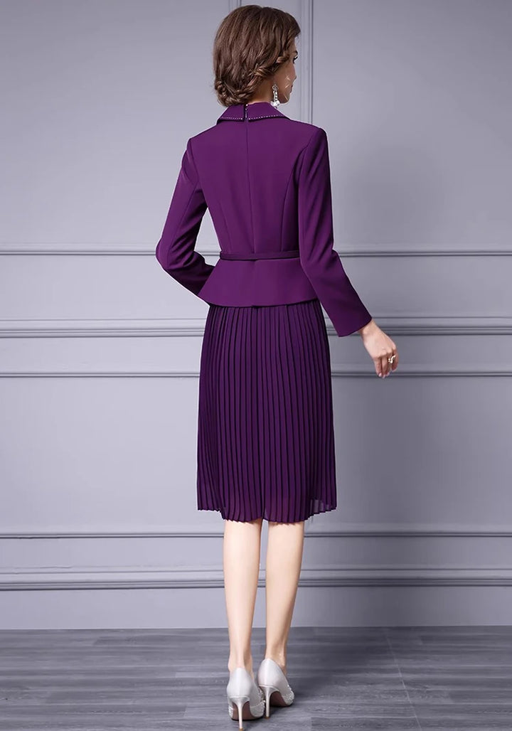 Notched Splicing Slim-Fit Commuter Dress