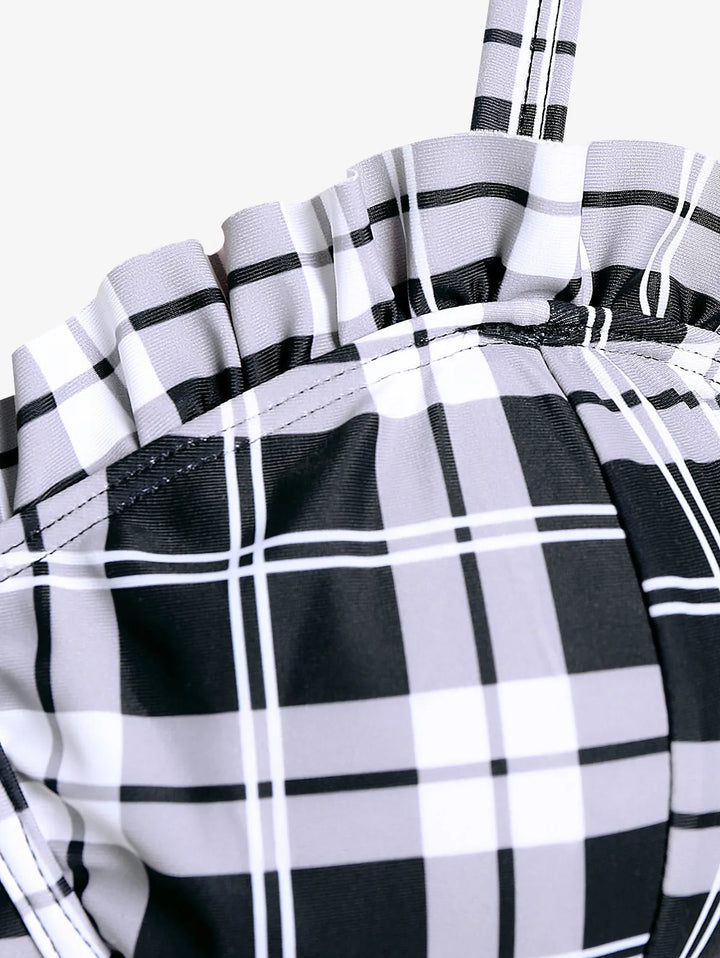 Refined Padded Plaid Three Piece Swimwear