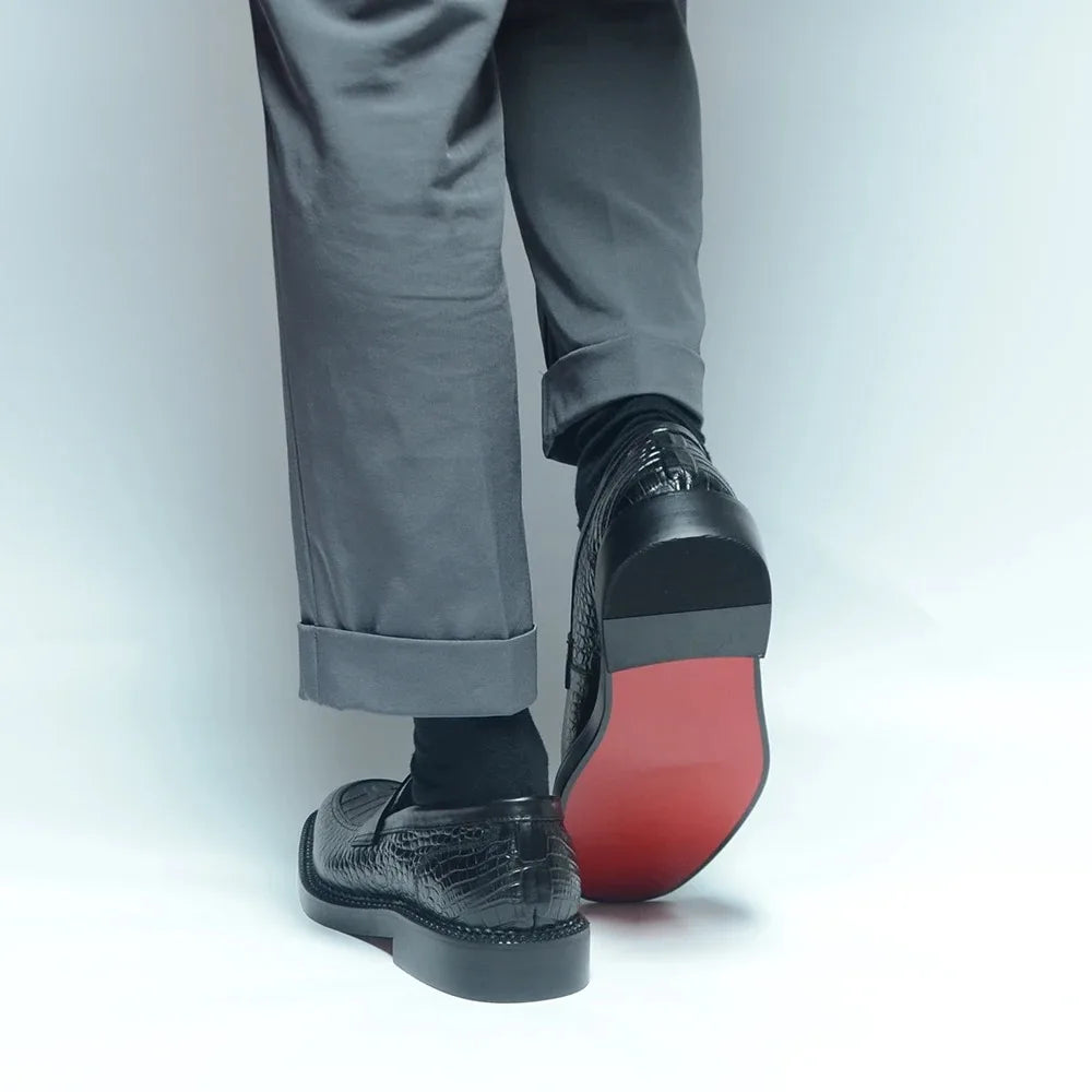 Black Natural Leather Penny Loafers