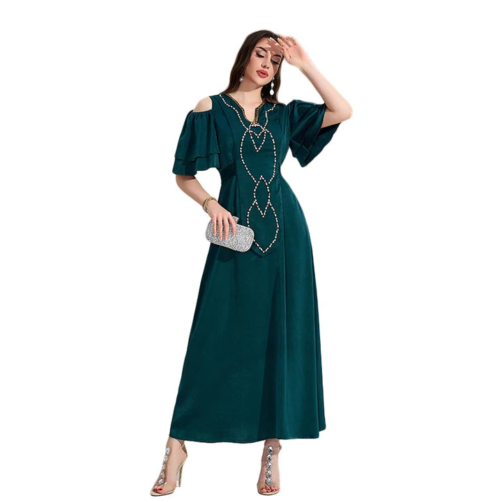 Sleek Embroidered Flares Sleeves Cocktail Dress