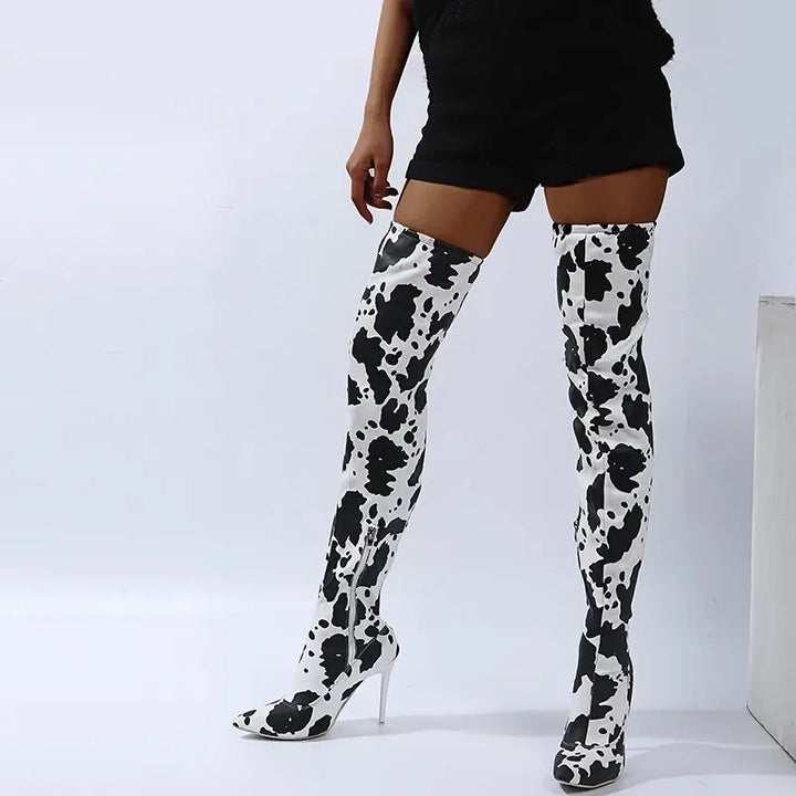 Half-side Zip Knee High Boots