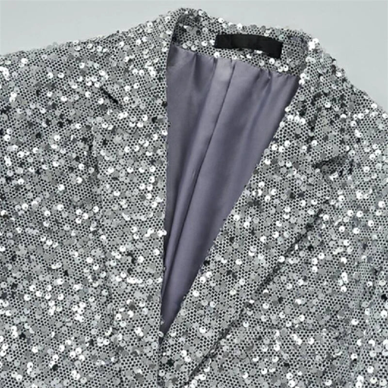 Gentleman Single Button Sequins Blazer