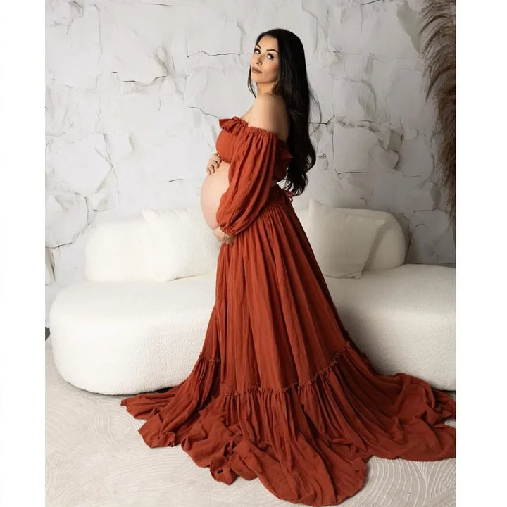 Refined 2PCs Maternity Dress