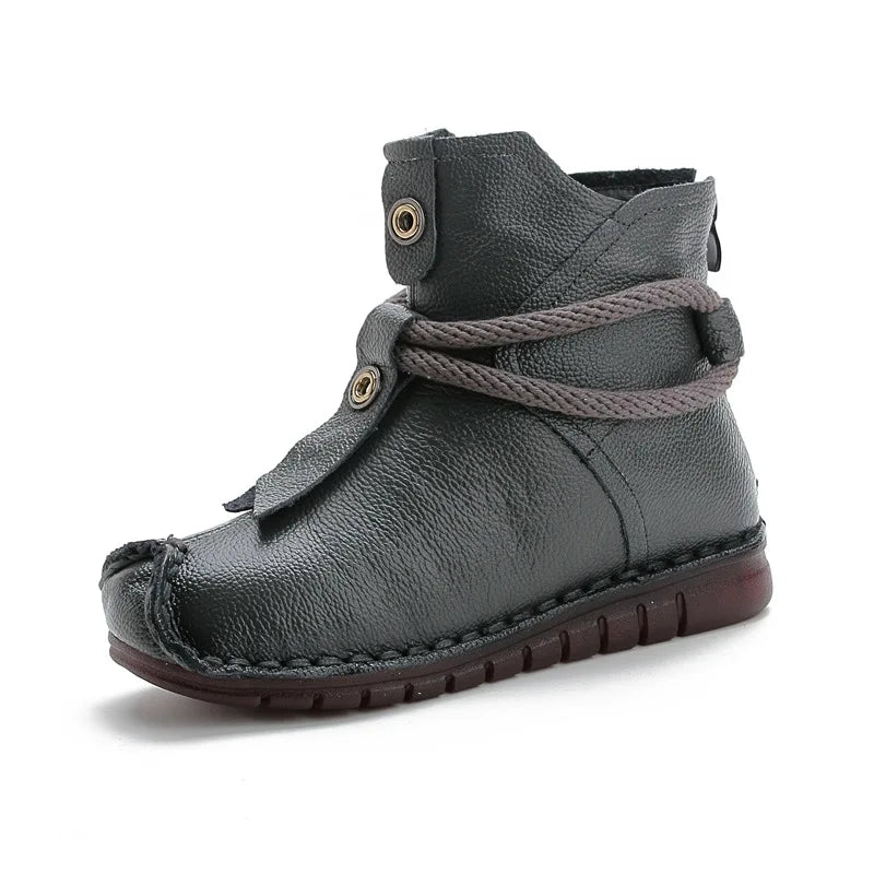 Luxury Real Leather Flat Boots