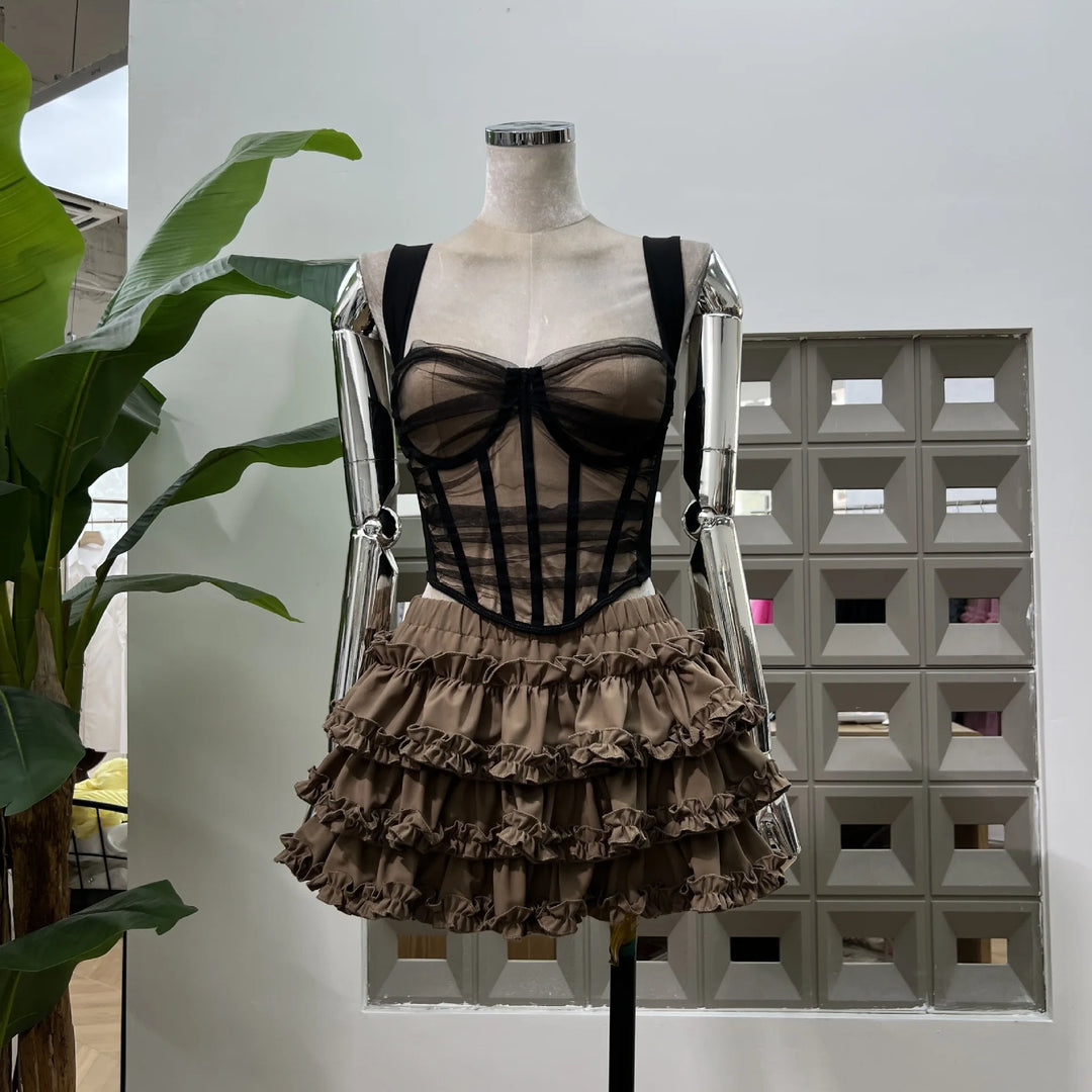 Luxury Lace Corset Two-Pcs Mini Cocktail Dress