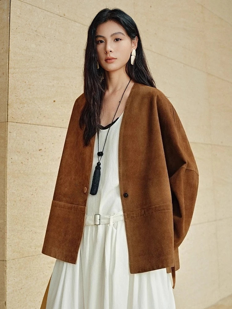 Camel brown suede women&