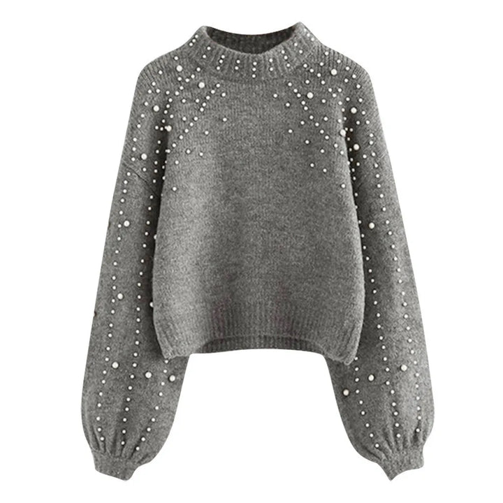 Classic Pearl-Embellished Jumper Sweater