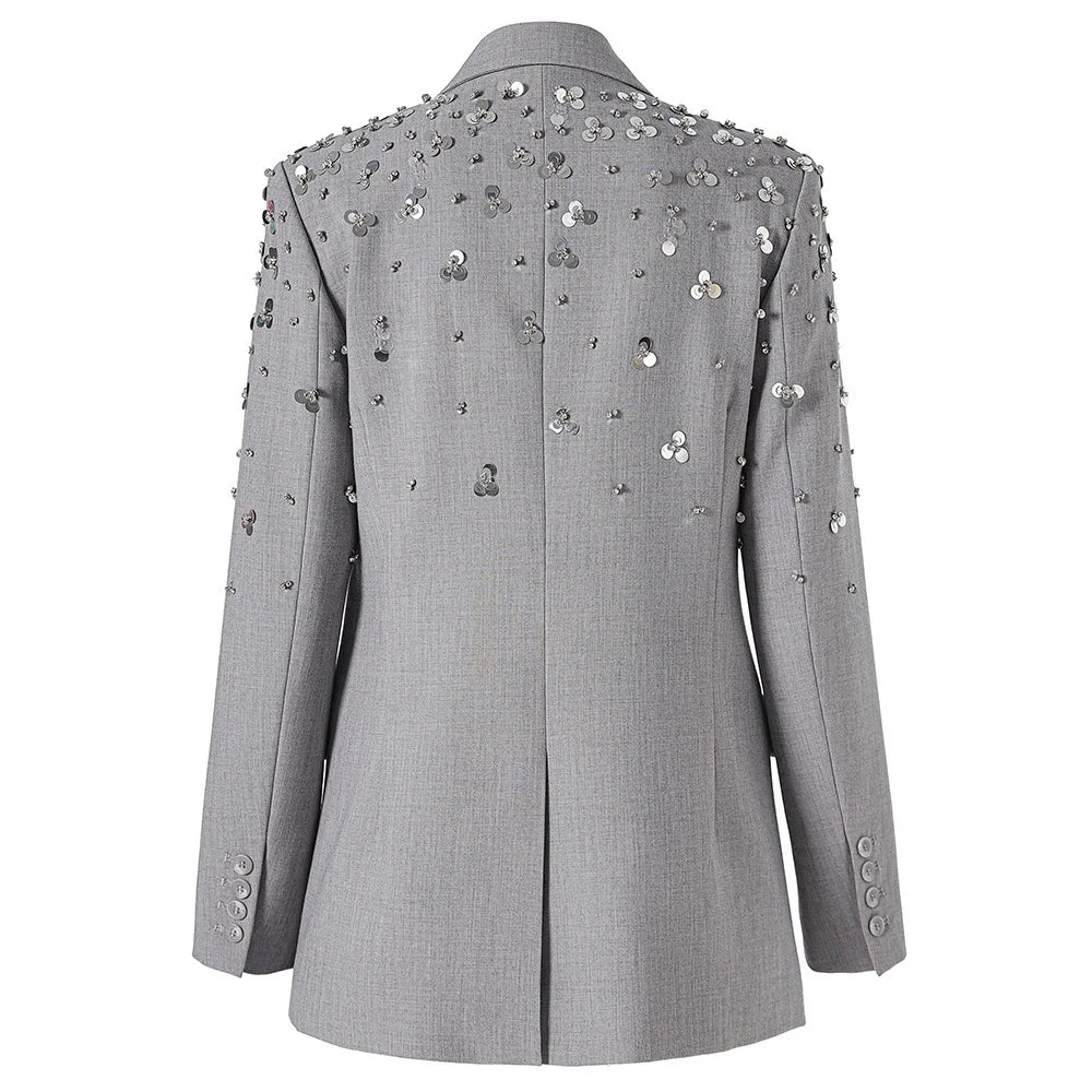 Sparkly Beaded Double Breasted Blazer