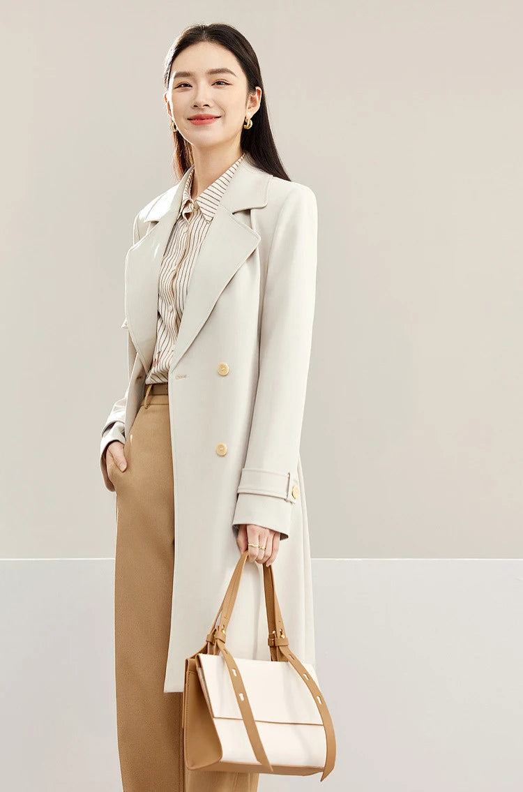 Double-lapel Belted Trench Coat