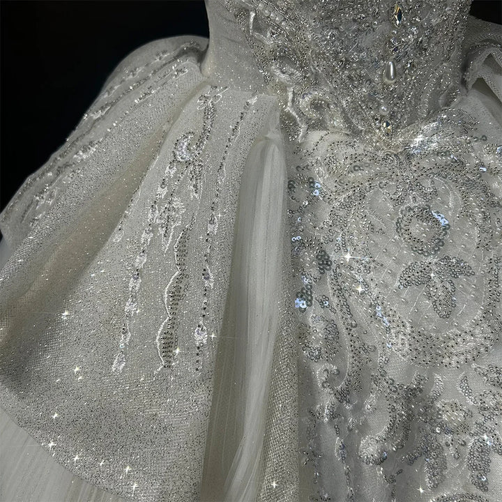 Court Train Organza Bride Dress