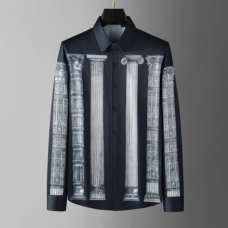 Refined Pillar Print Slim Fit Shirt