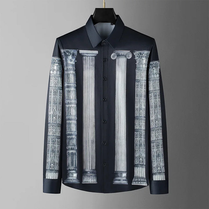 Refined Pillar Print Slim Fit Shirt