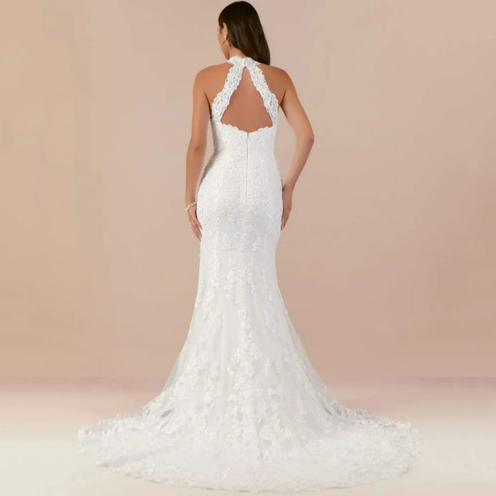 Beautiful Scalloped Collar Wedding Dress