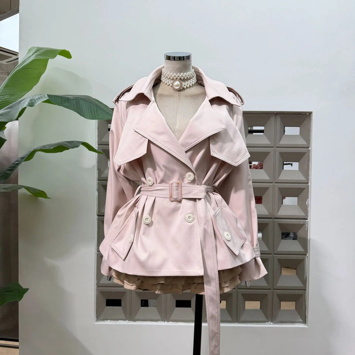 Trendy Lace-Up Cropped Coat