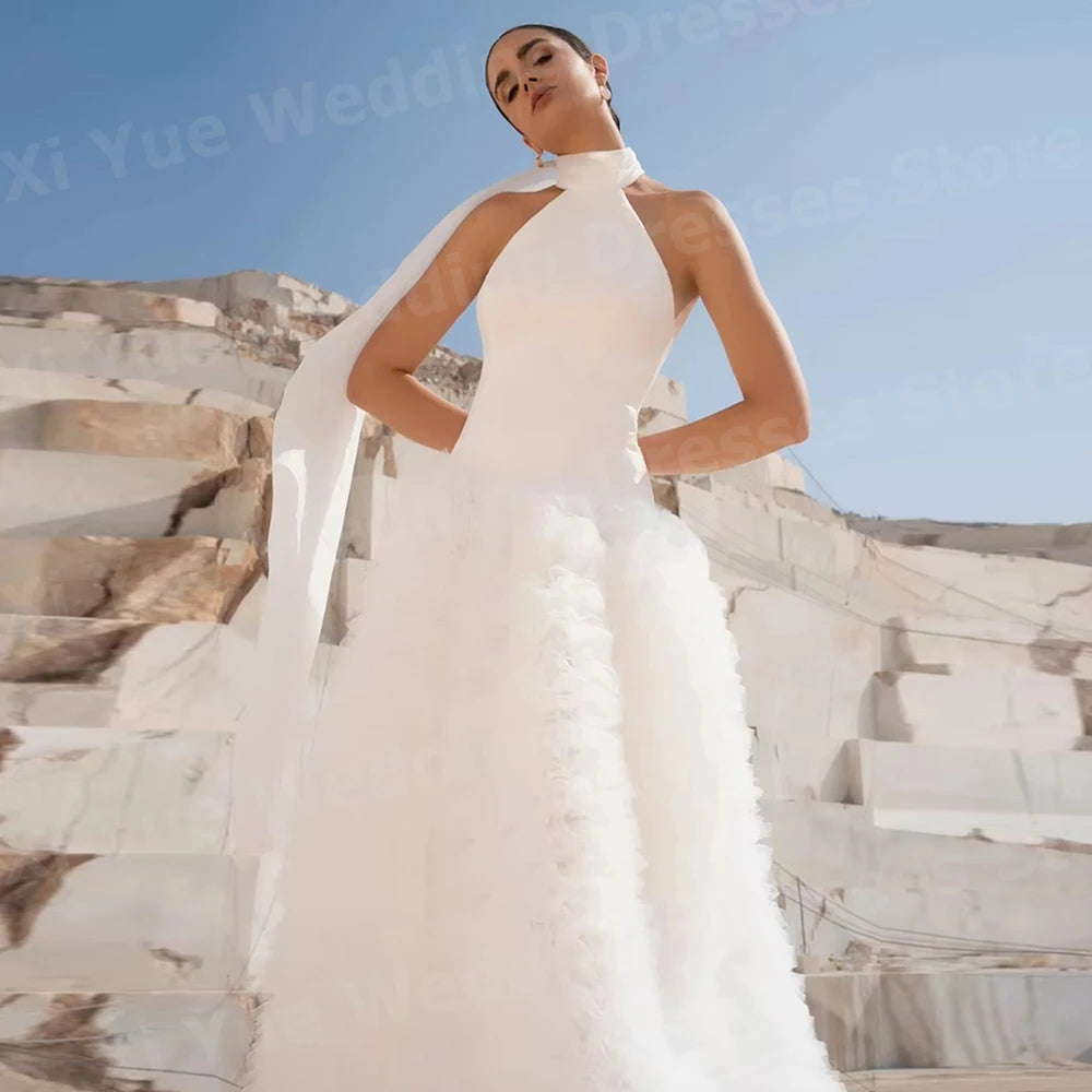 Charming Halter Neck A-Line Bridal Gown