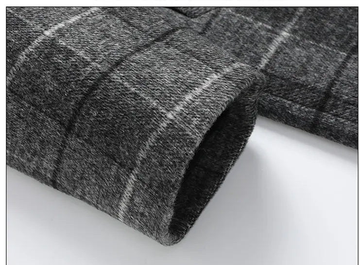 Classic Mid-Length Plaid Woolen Coat