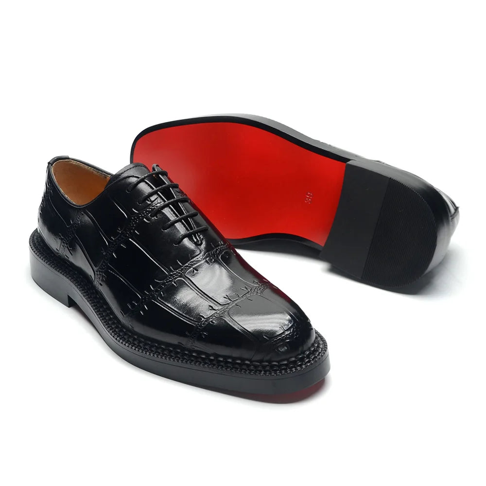 Elegant Social Genuine Leather Black Oxfords Shoes