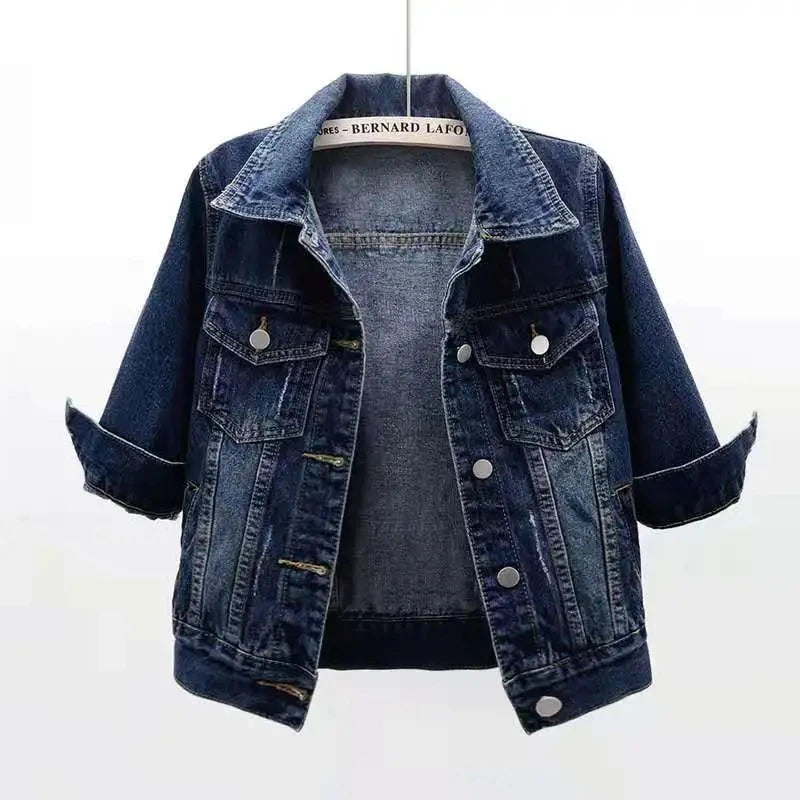 Classic Three Quarter Sleeves Jean Jacket