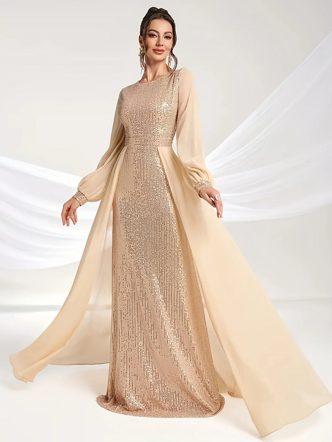 Charming Chiffon Paneled Evening Gown