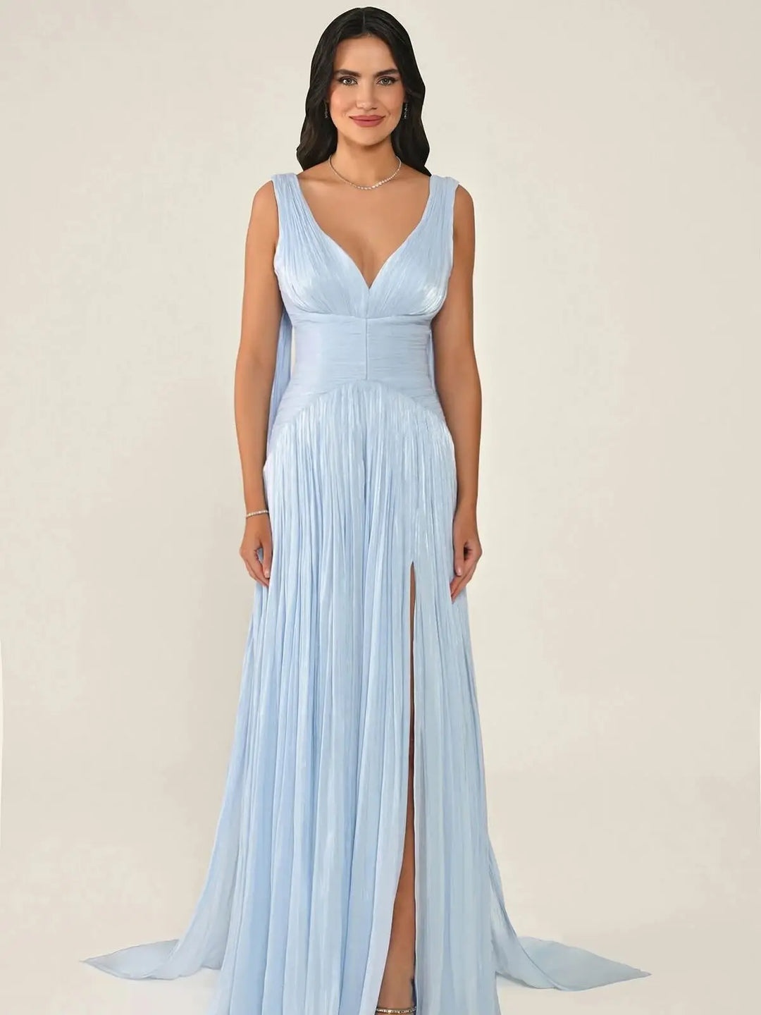 Lovely High Slit Lace-Up Prom Gown