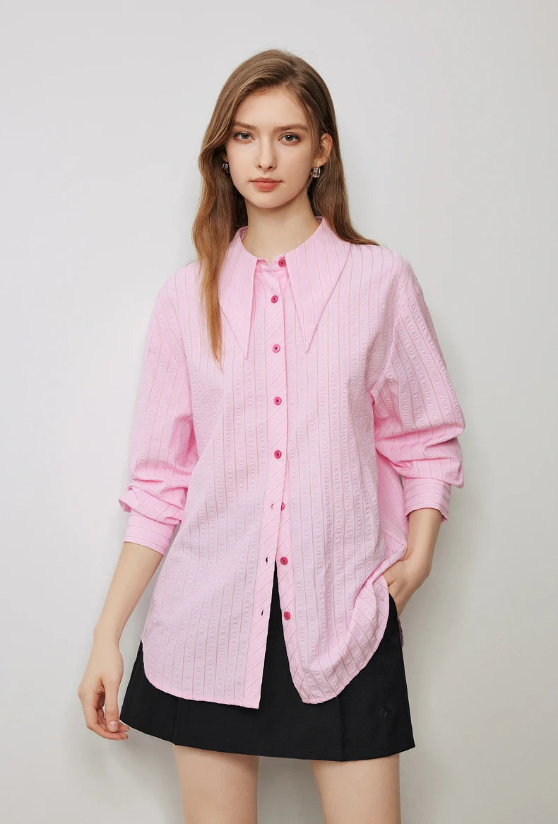 Peter Pan Collar Striped Blouse