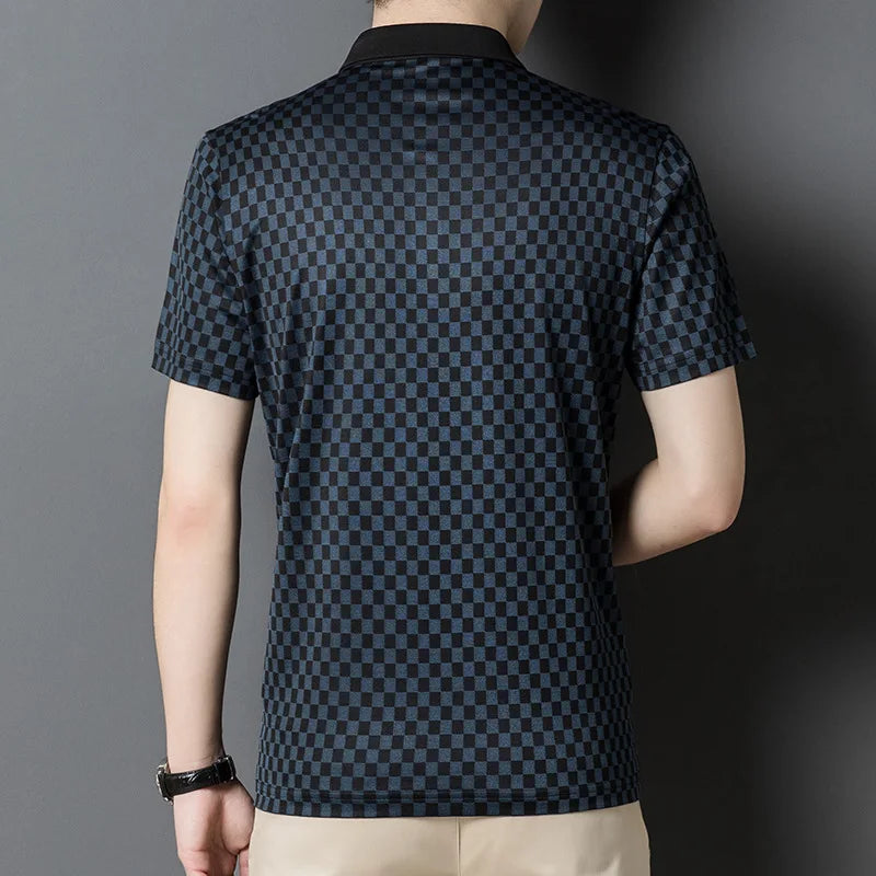 Checked Style Men's T-Shirt