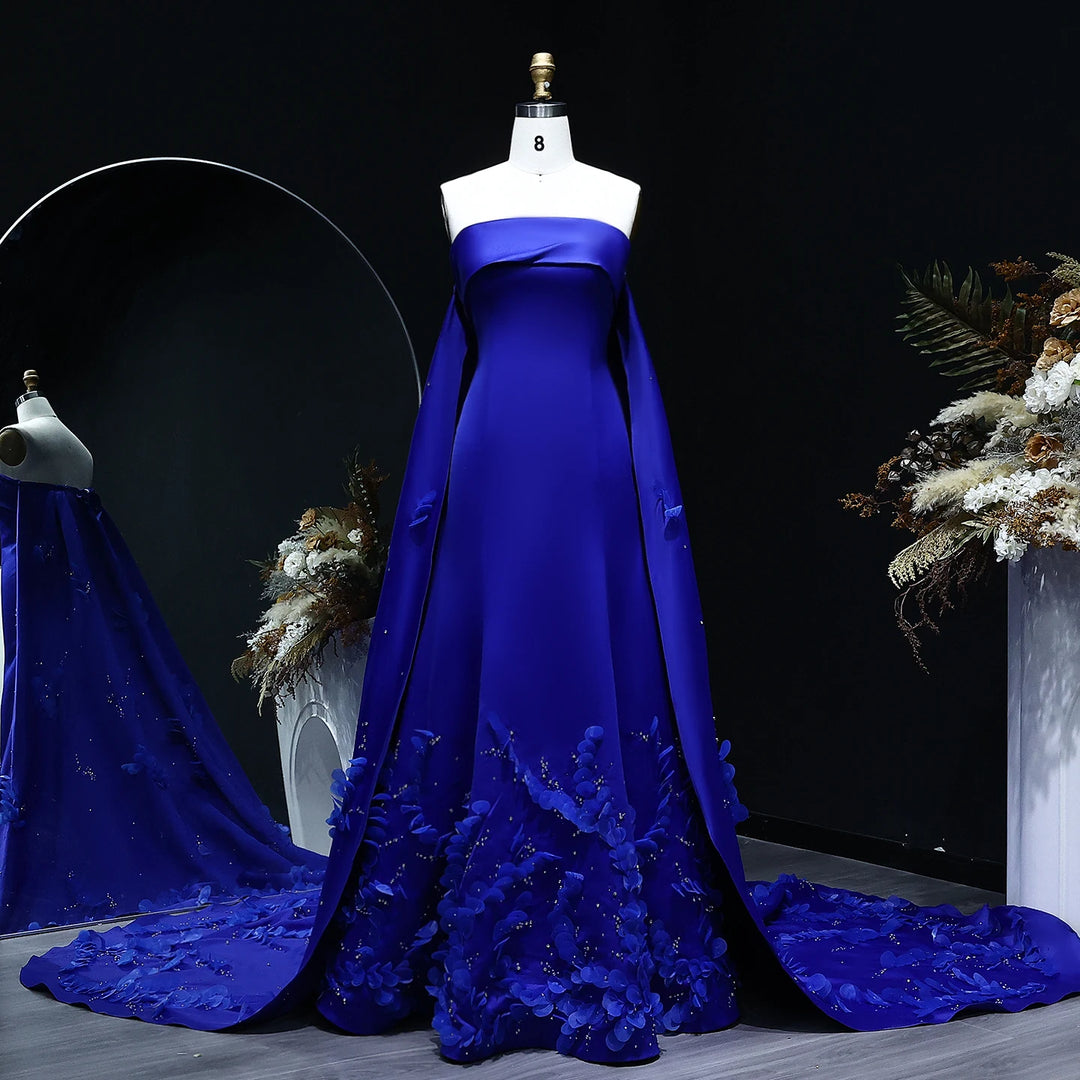 Sophisticated Crystal 3D Flower Evening Dress