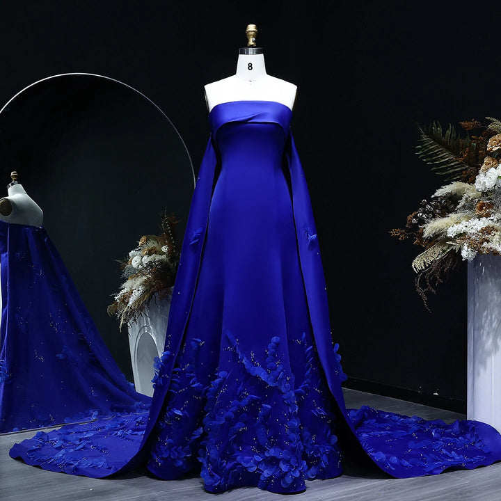 Sophisticated Crystal 3D Flower Evening Dress