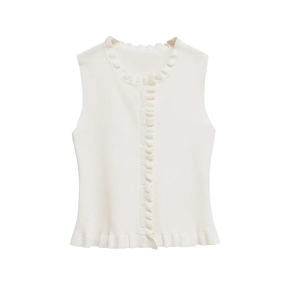 Stylish Soft Ruffled Knitted Vest