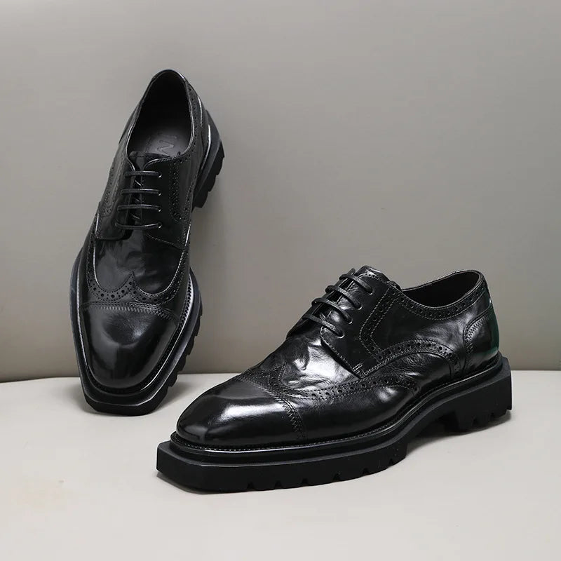 Classic Brogue Thick Soles Business Shoes