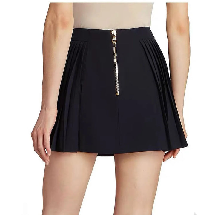 Double-Breasted Mini Pleated Skirts