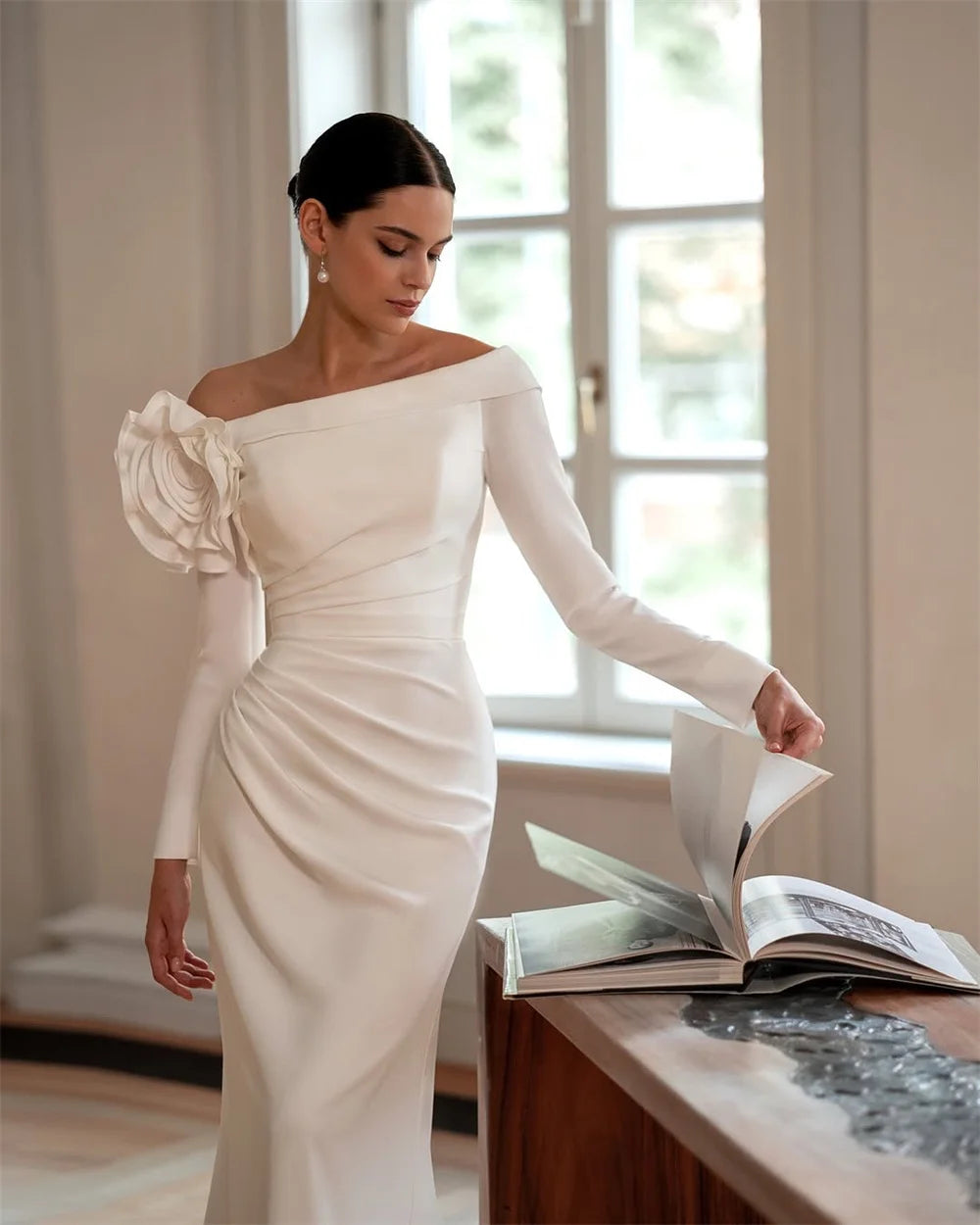 Sweet Sheath 3D Floral Wedding Dress