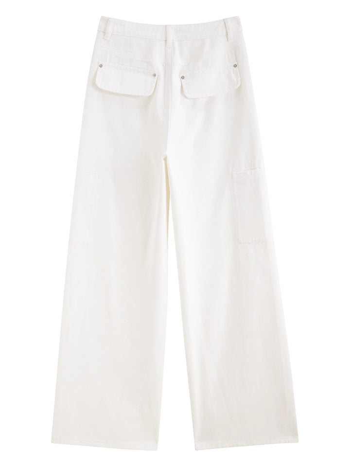 Pantalon cargo blanc élégant et ample pour femme