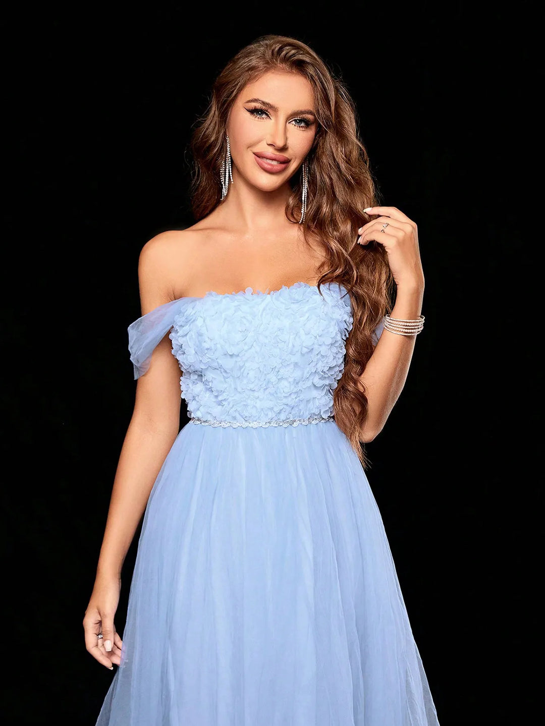 Graceful Double-layer Mesh Swing Dress