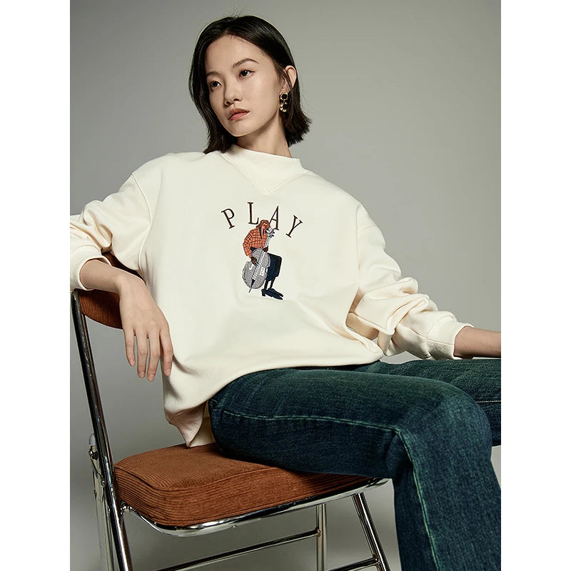 Embroidered Plush Sweatshirt