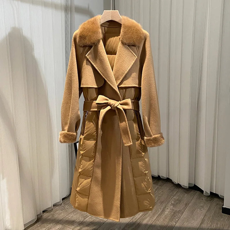 Elegant Double-faced Goose Down Long Jacket