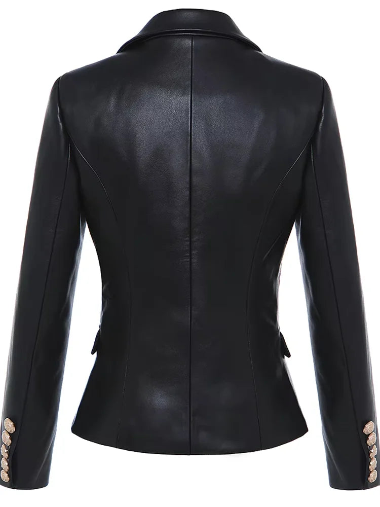Stylish Lion Metal Buttons Blazer Jacket